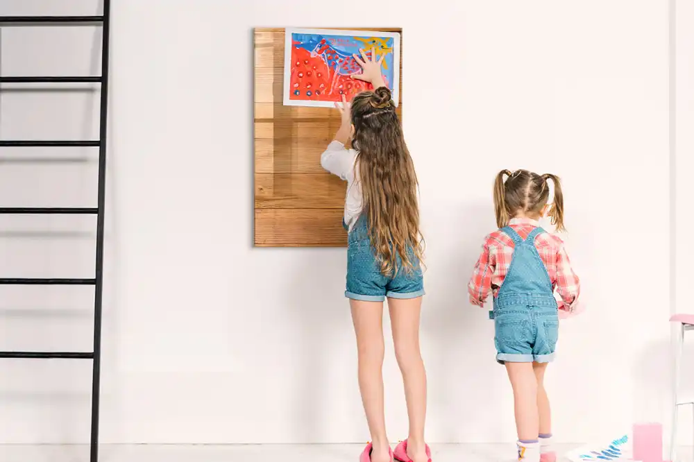Tableau magnétique pour dessin avec cadre en bois mural
