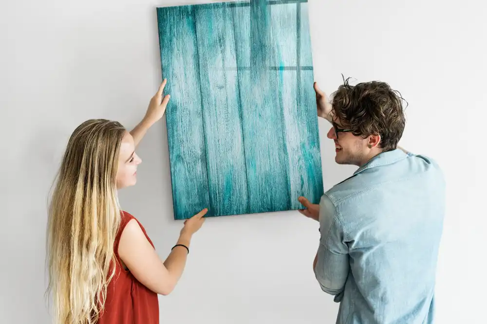 Tableau blanc magnétique effaçable à sec avec cadre en bois bleu