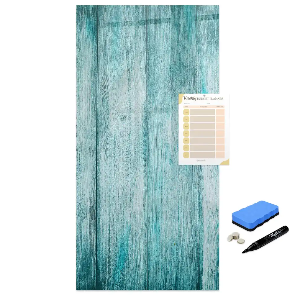 Tableau blanc magnétique effaçable à sec avec cadre en bois bleu