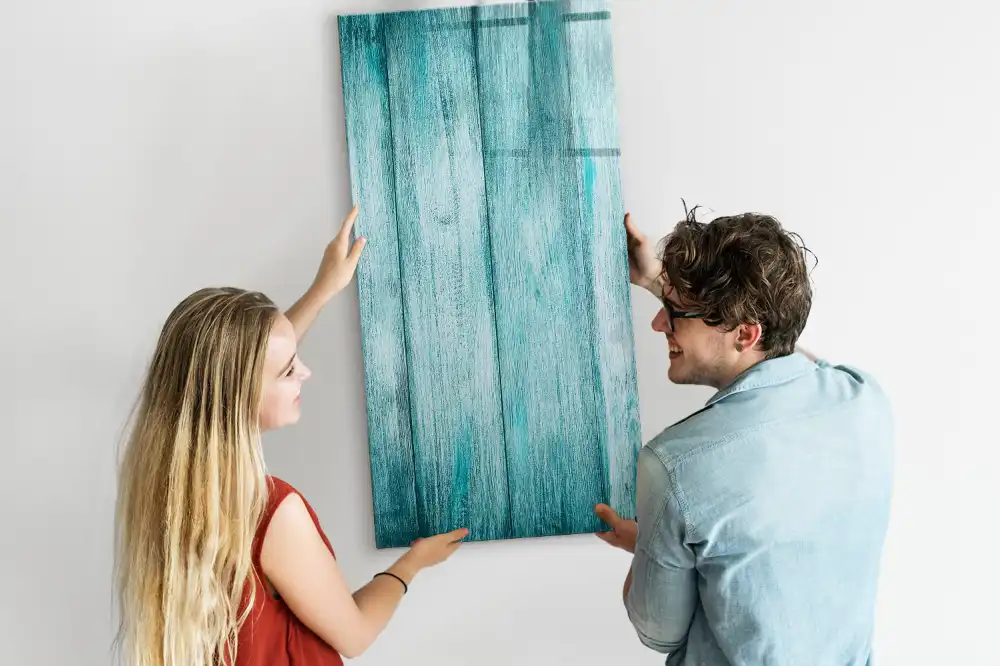 Tableau blanc magnétique effaçable à sec avec cadre en bois bleu