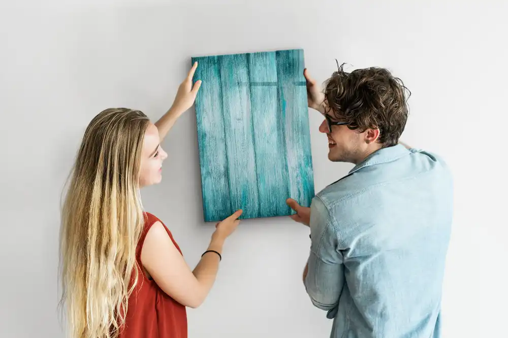 Tableau blanc magnétique effaçable à sec avec cadre en bois bleu