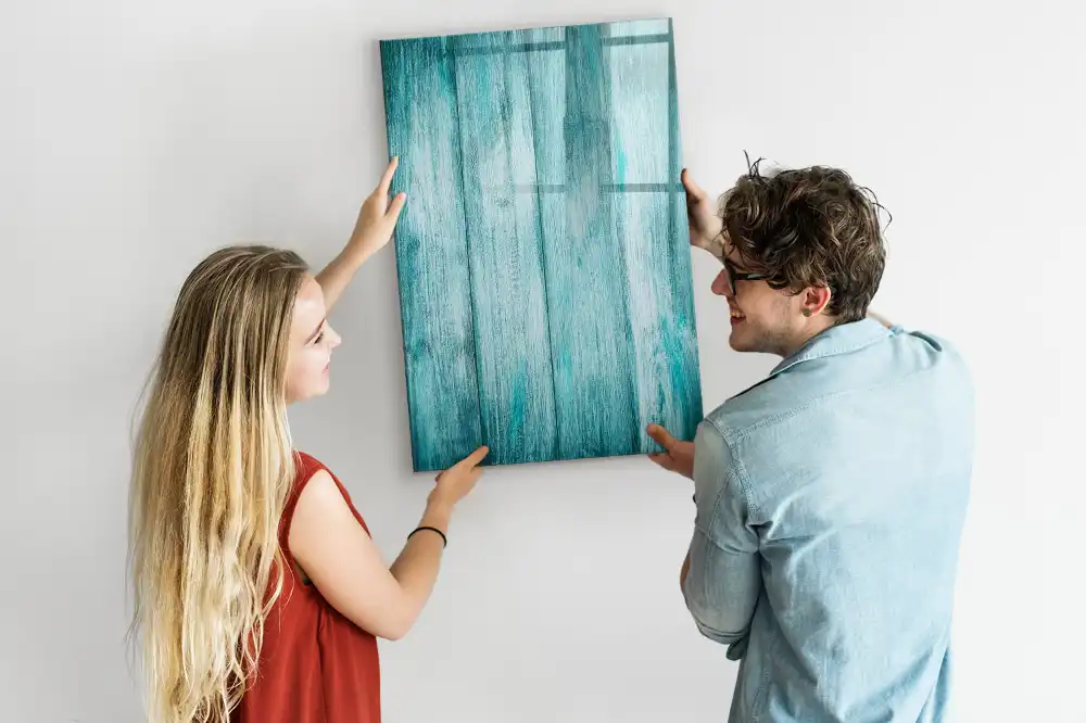 Tableau blanc magnétique effaçable à sec avec cadre en bois bleu