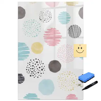 Tableau blanc magnétique effaçable à sec à cercles multicolores