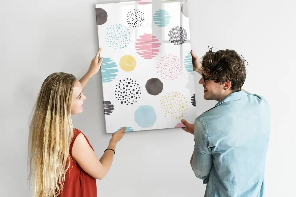 Tableau blanc magnétique effaçable à sec à cercles multicolores