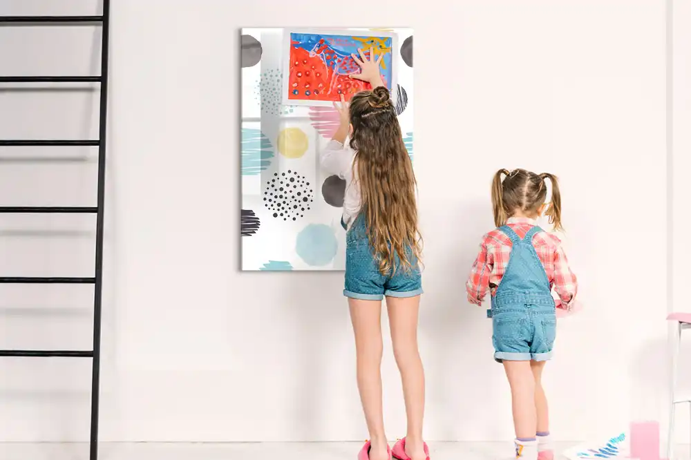 Tableau blanc magnétique effaçable à sec à cercles multicolores