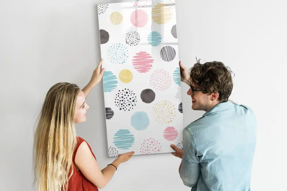 Tableau blanc magnétique effaçable à sec à cercles multicolores