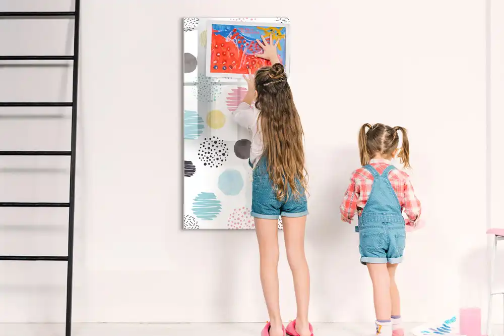 Tableau blanc magnétique effaçable à sec à cercles multicolores