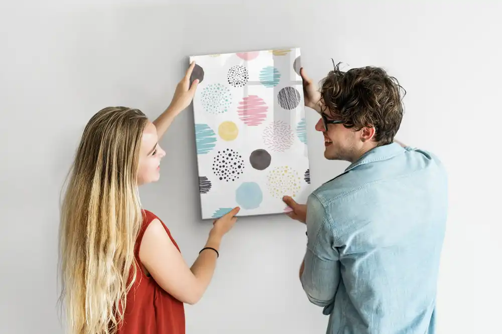 Tableau blanc magnétique effaçable à sec à cercles multicolores