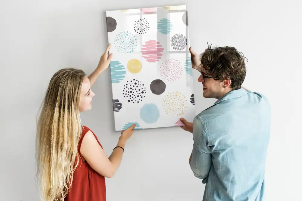 Tableau blanc magnétique effaçable à sec à cercles multicolores