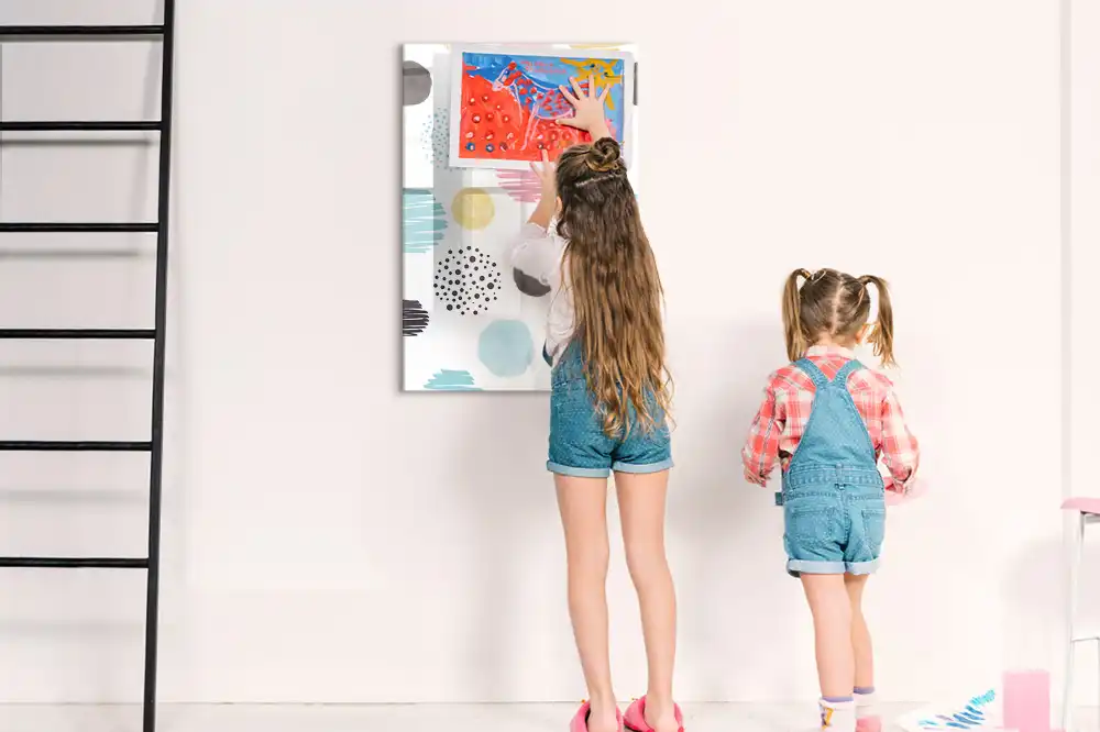 Tableau blanc magnétique effaçable à sec à cercles multicolores