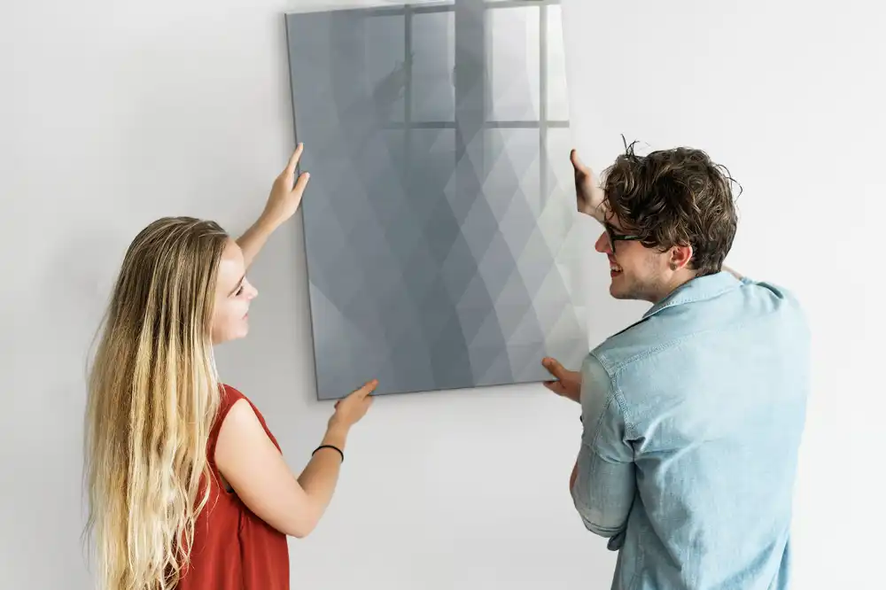 Tableau magnétique avec feutre motif vagues de peinture grise
