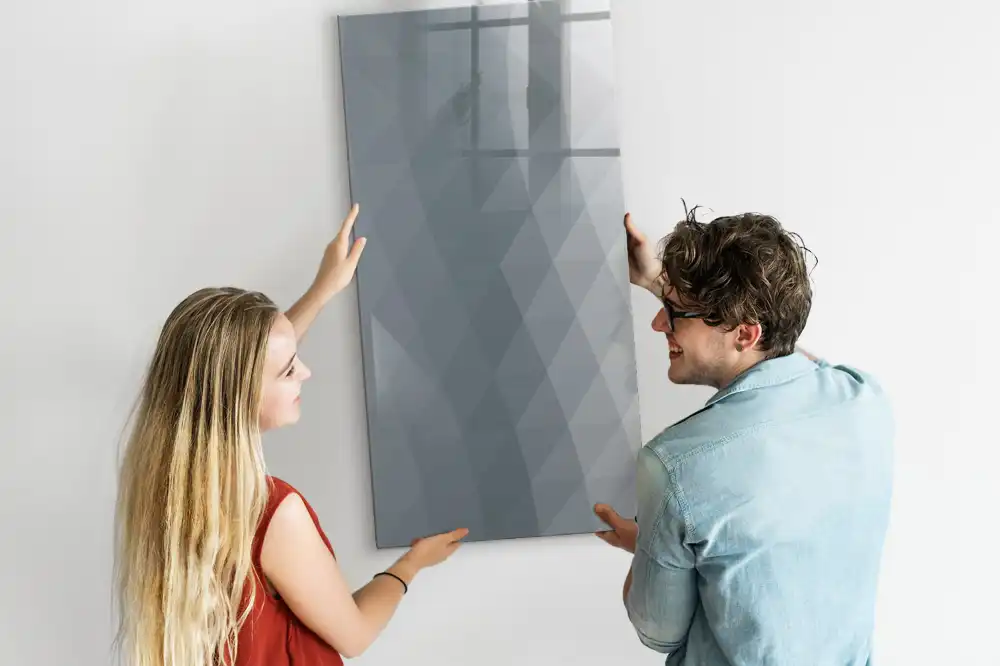 Tableau magnétique avec feutre motif vagues de peinture grise