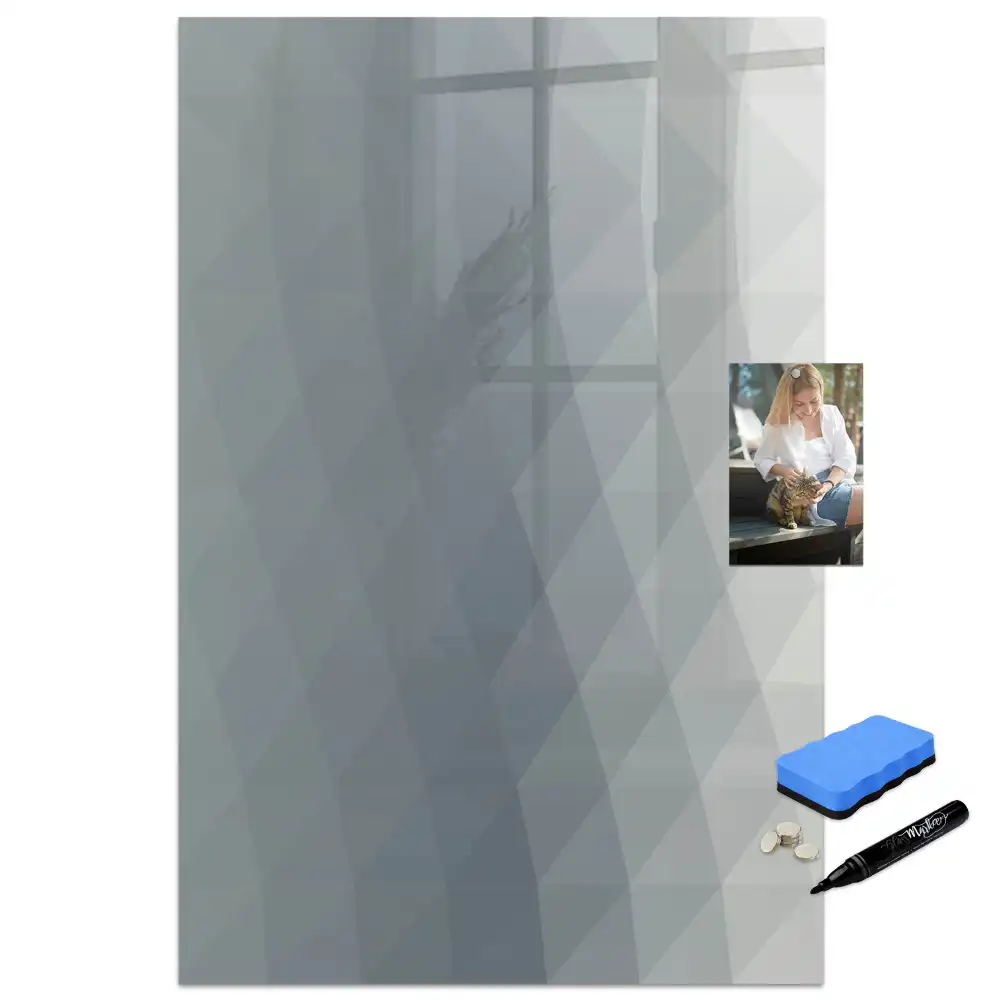Tableau magnétique avec feutre motif vagues de peinture grise