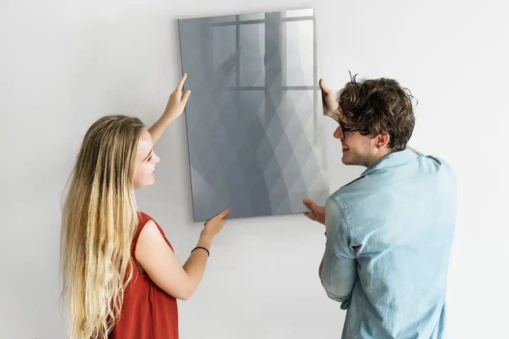 Tableau magnétique avec feutre motif vagues de peinture grise