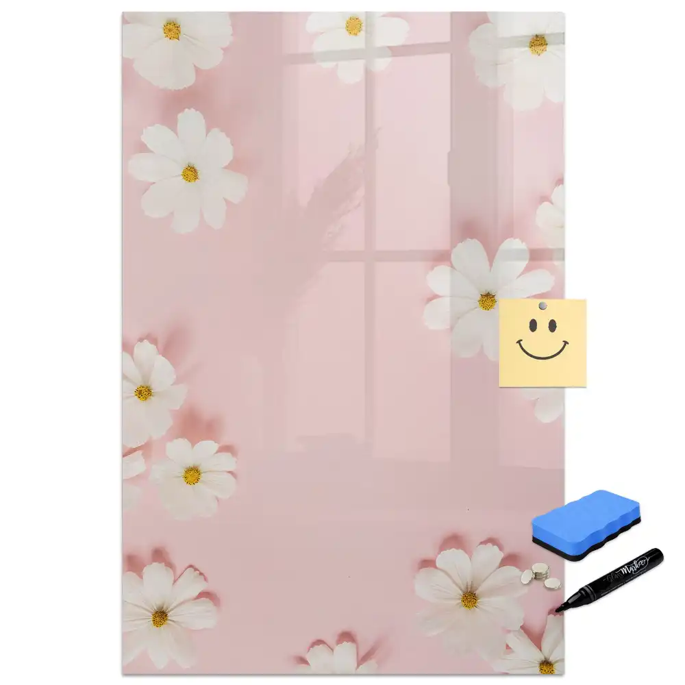 Tableau blanc magnétique effaçable à sec motif marguerites des champs
