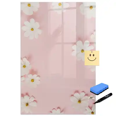Tableau blanc magnétique effaçable à sec motif marguerites des champs
