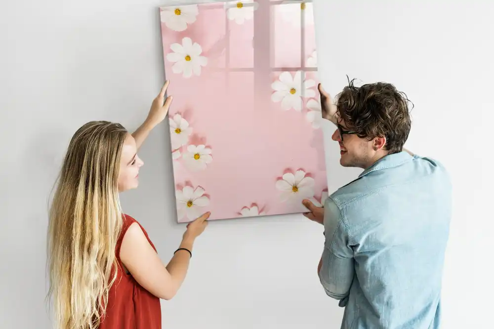 Tableau blanc magnétique effaçable à sec motif marguerites des champs