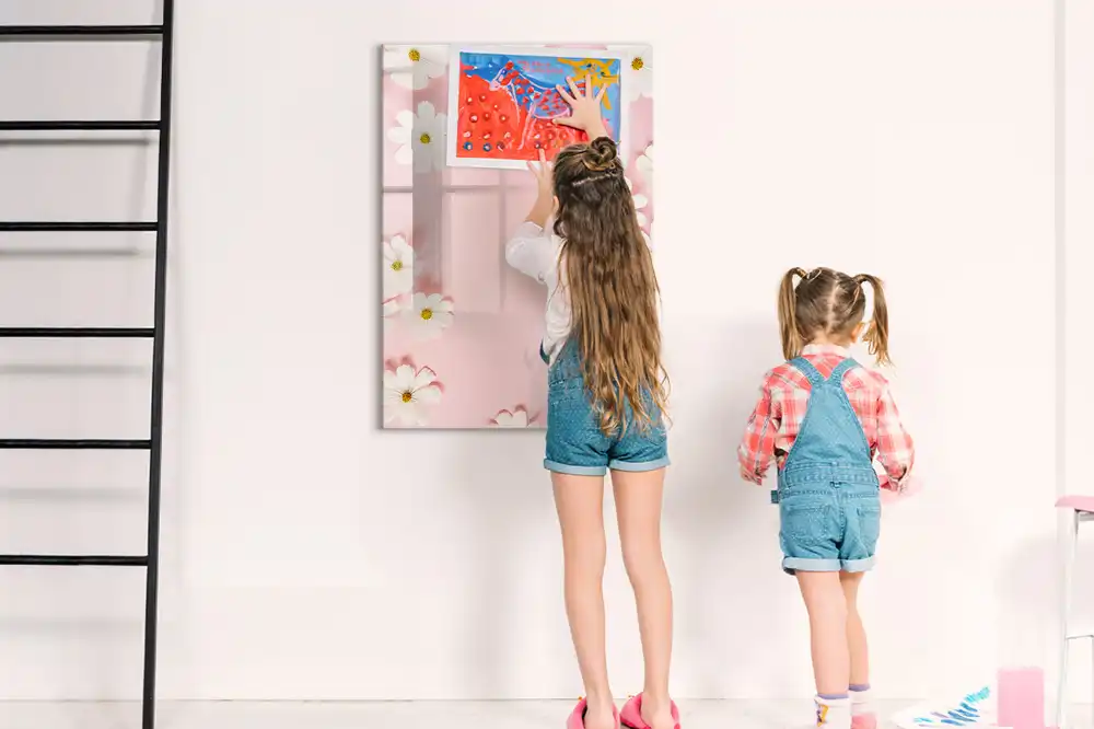 Tableau blanc magnétique effaçable à sec motif marguerites des champs