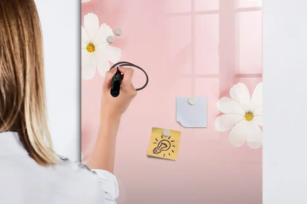 Tableau blanc magnétique effaçable à sec motif marguerites des champs
