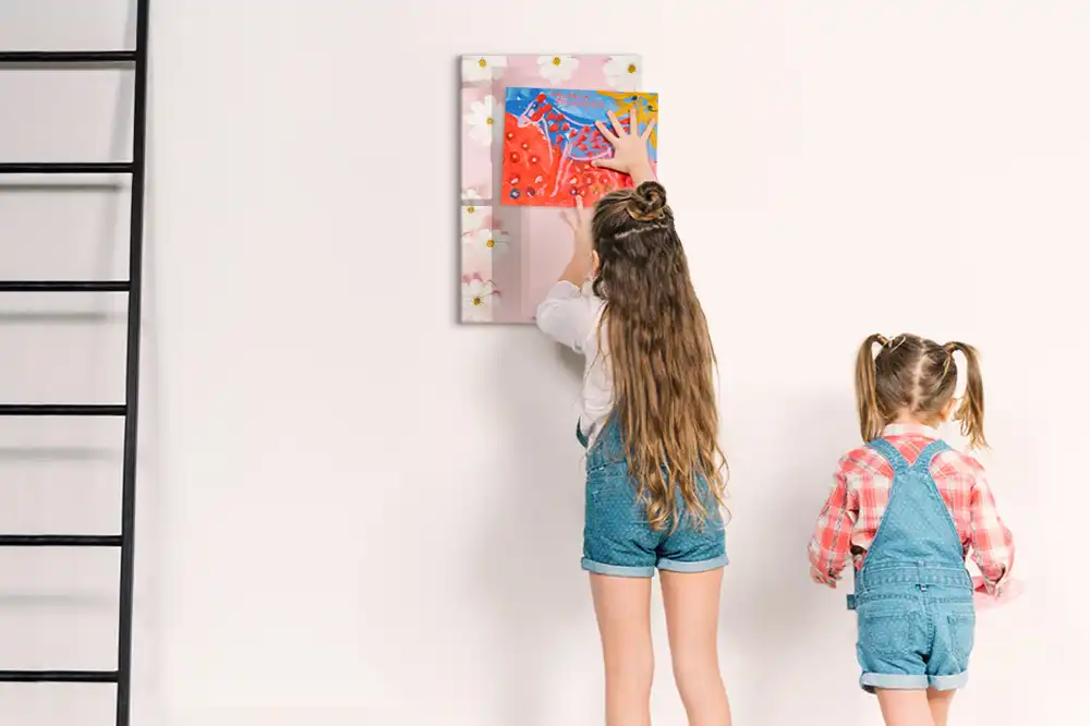 Tableau blanc magnétique effaçable à sec motif marguerites des champs