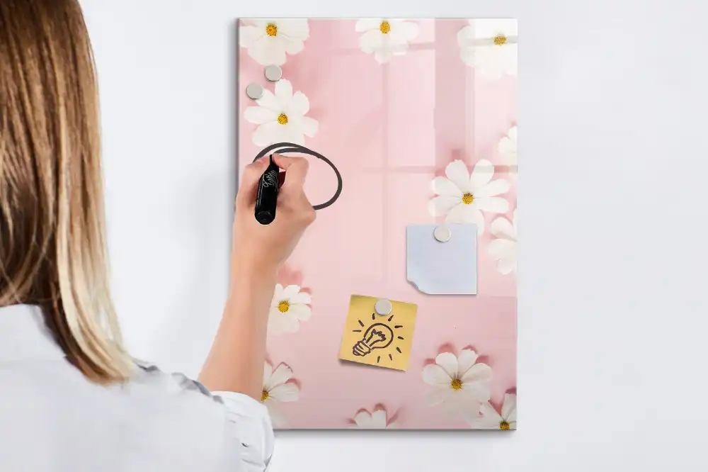 Tableau blanc magnétique effaçable à sec motif marguerites des champs