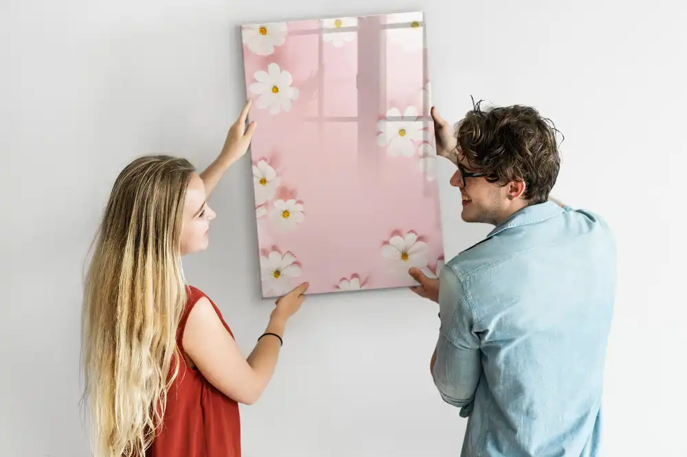Tableau blanc magnétique effaçable à sec motif marguerites des champs