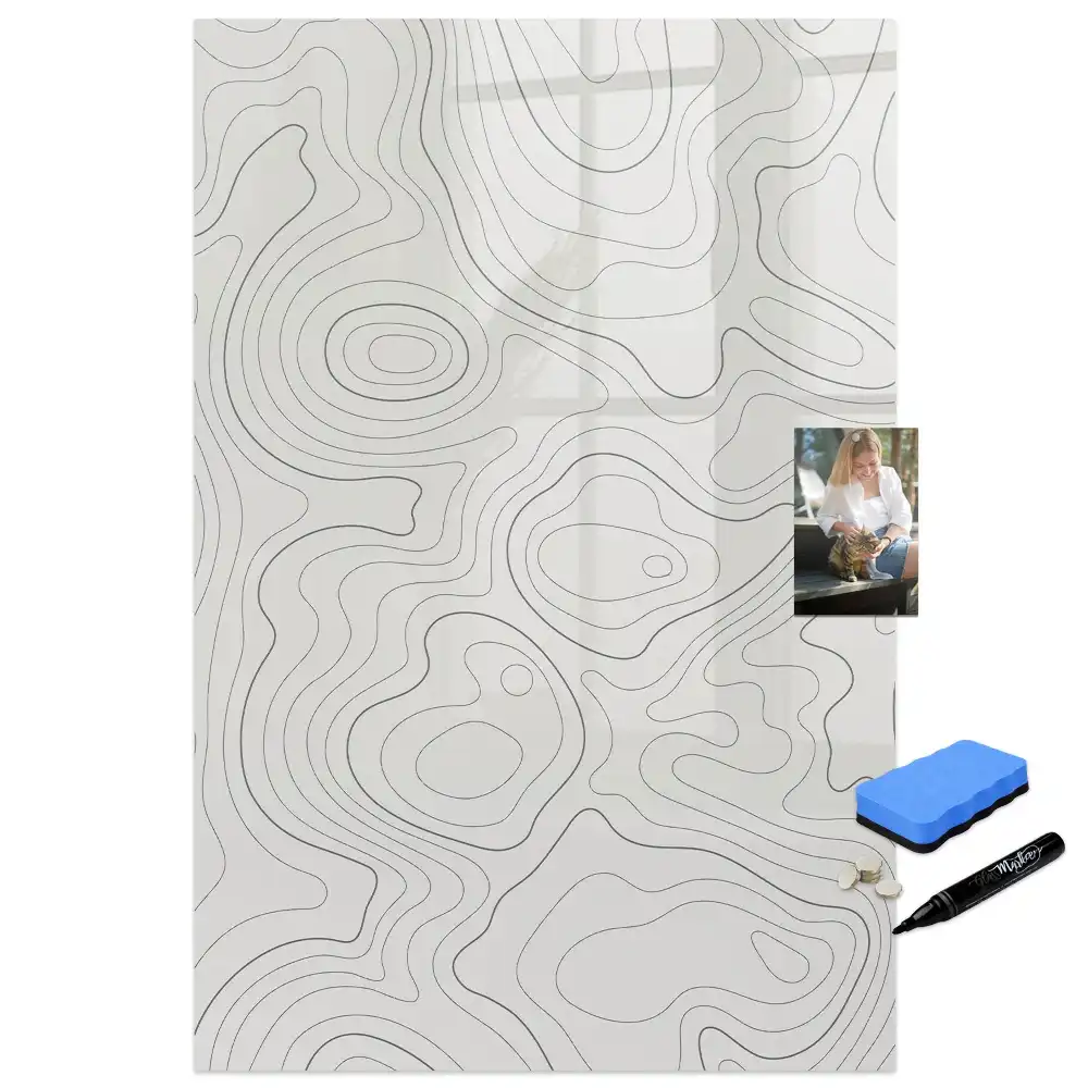 Tableau magnétique avec feutre et motif à lignes abstraites