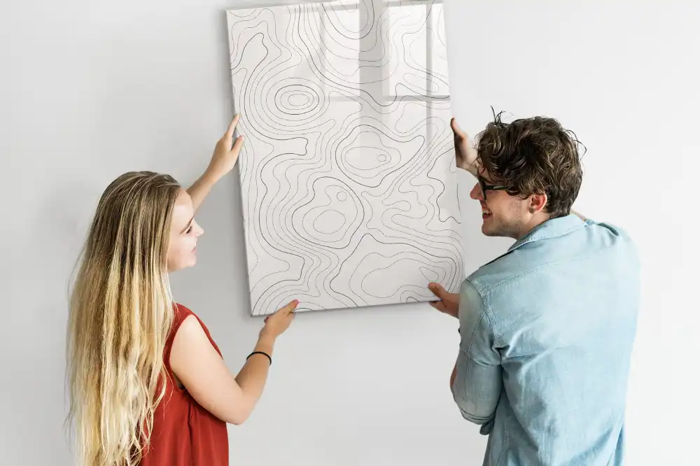 Tableau magnétique avec feutre et motif à lignes abstraites