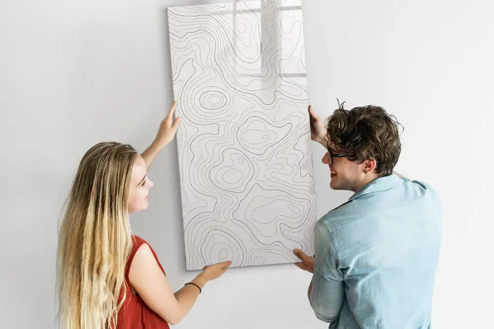 Tableau magnétique avec feutre et motif à lignes abstraites
