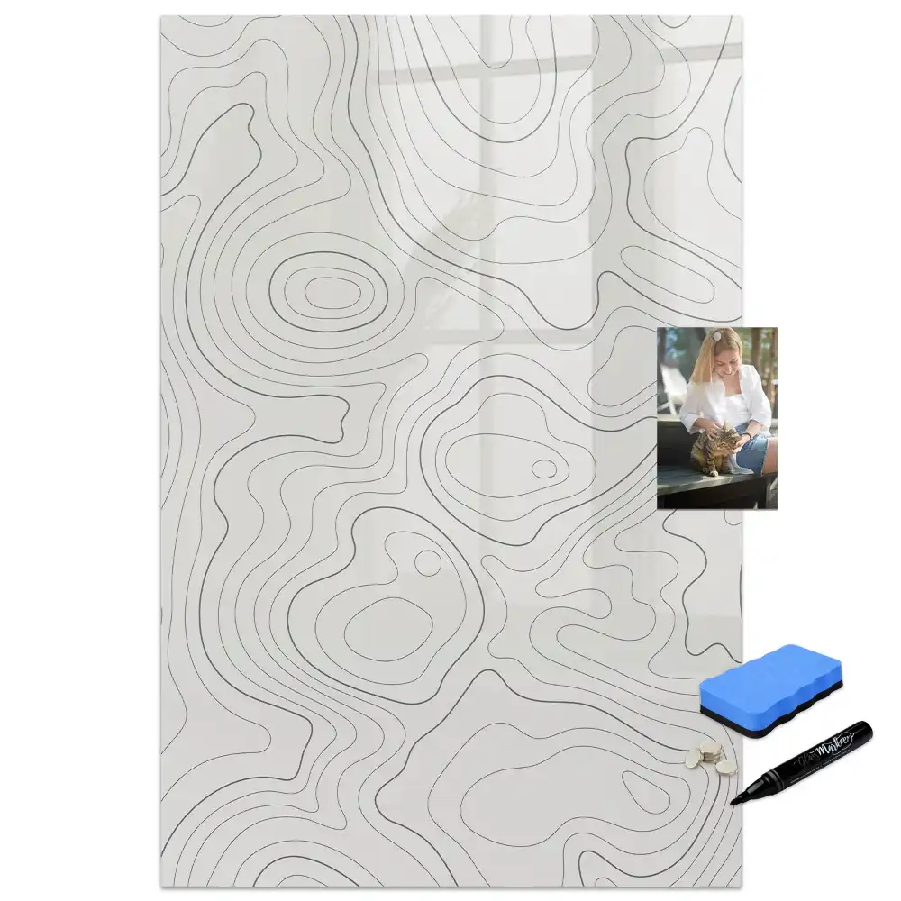 Tableau magnétique avec feutre et motif à lignes abstraites