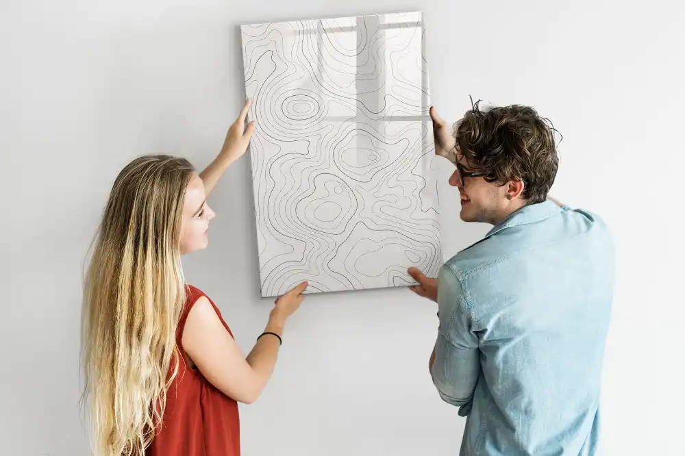 Tableau magnétique avec feutre et motif à lignes abstraites