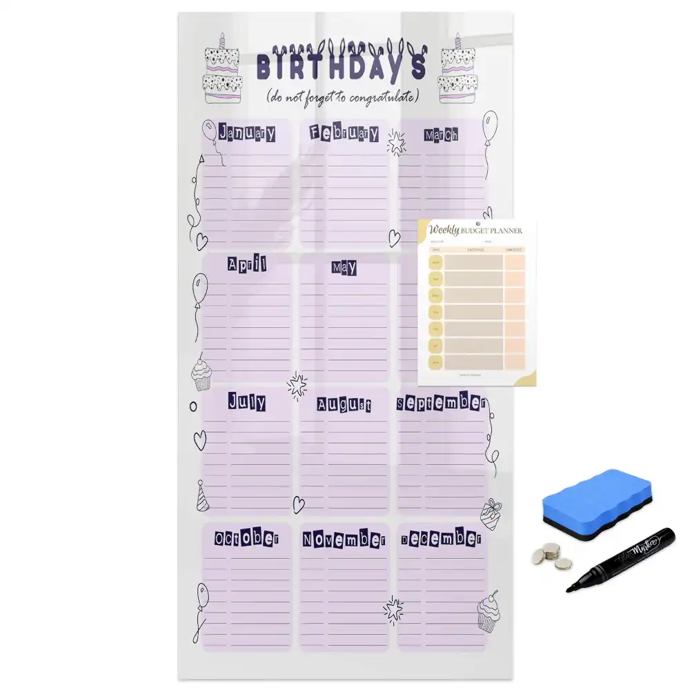 Tableau magnétique calendrier d'anniversaire pour écriture