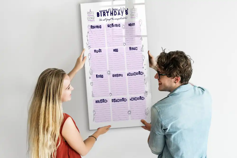 Tableau magnétique calendrier d'anniversaire pour écriture