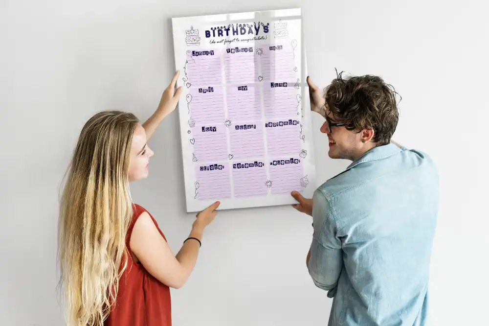 Tableau magnétique calendrier d'anniversaire pour écriture