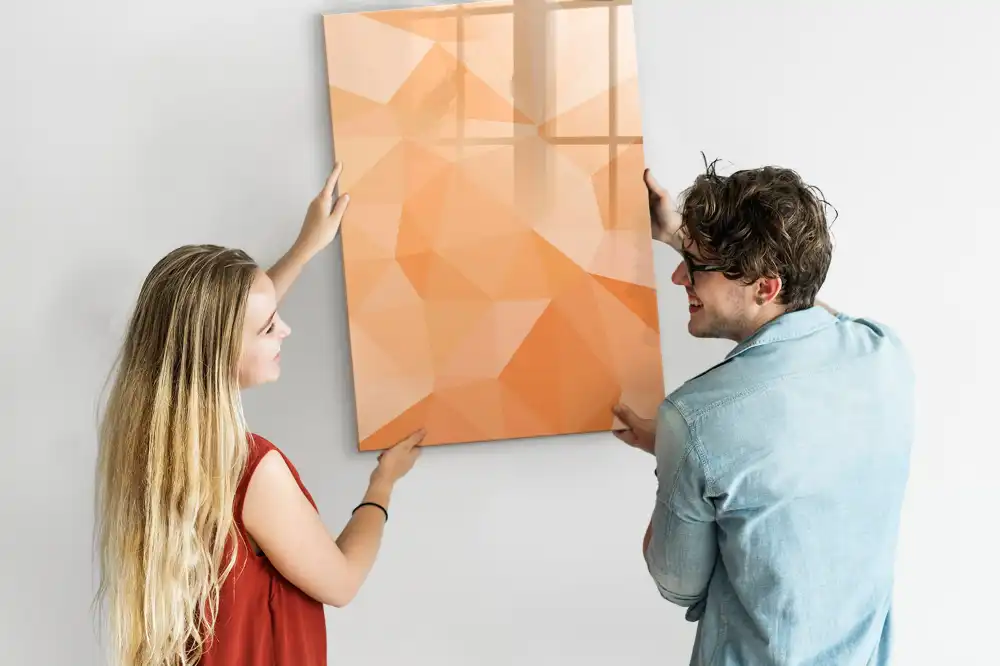 Tableau blanc magnétique effaçable à sec motif triangles