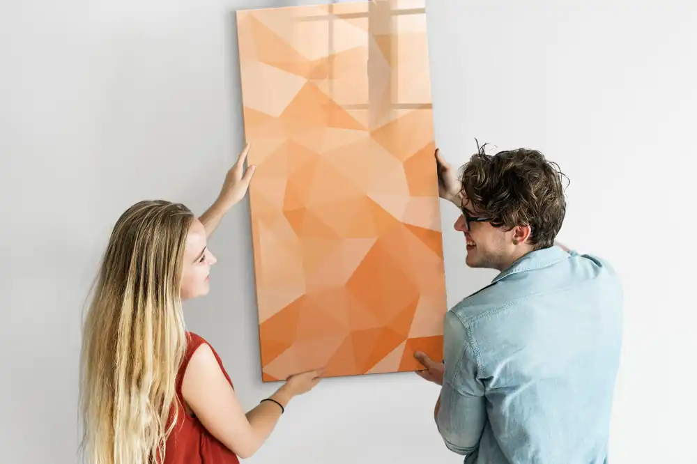 Tableau blanc magnétique effaçable à sec motif triangles