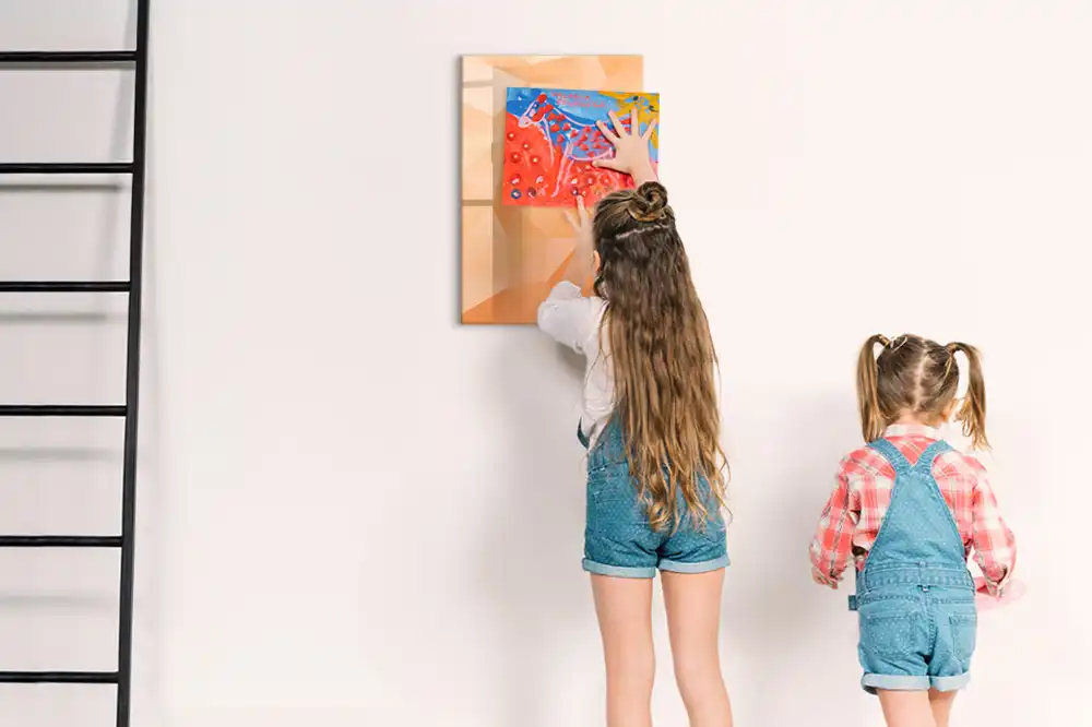 Tableau blanc magnétique effaçable à sec motif triangles