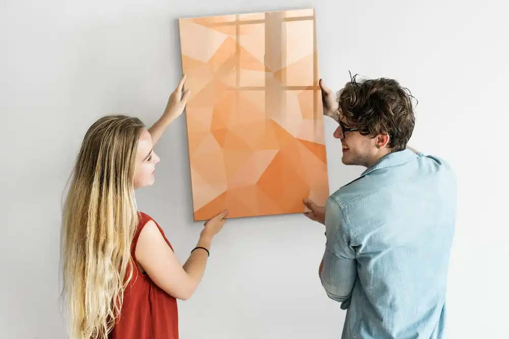 Tableau blanc magnétique effaçable à sec motif triangles