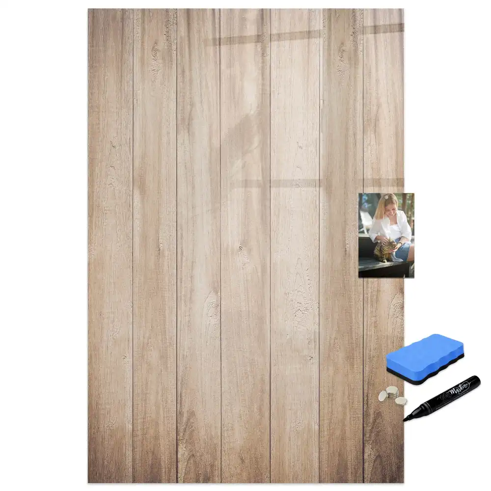 Tableau effaçable magnétique en bois clair