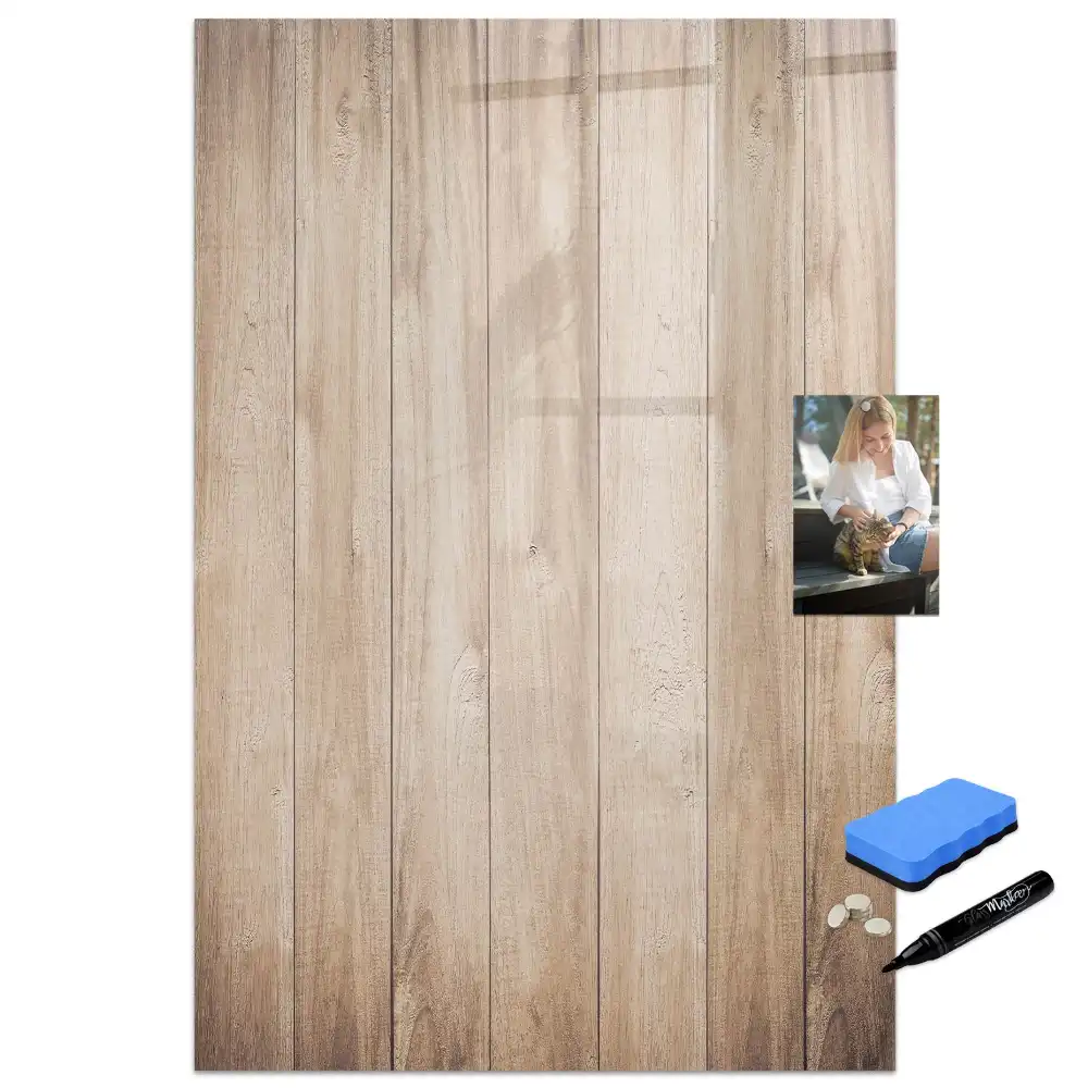 Tableau effaçable magnétique en bois clair