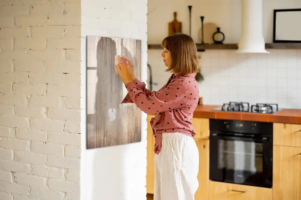 Tableau effaçable magnétique en bois clair