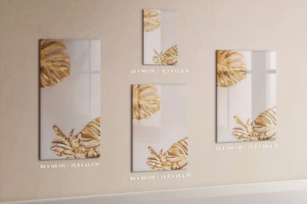 Tableau blanc magnétique effaçable à sec à motifs de feuilles dorées