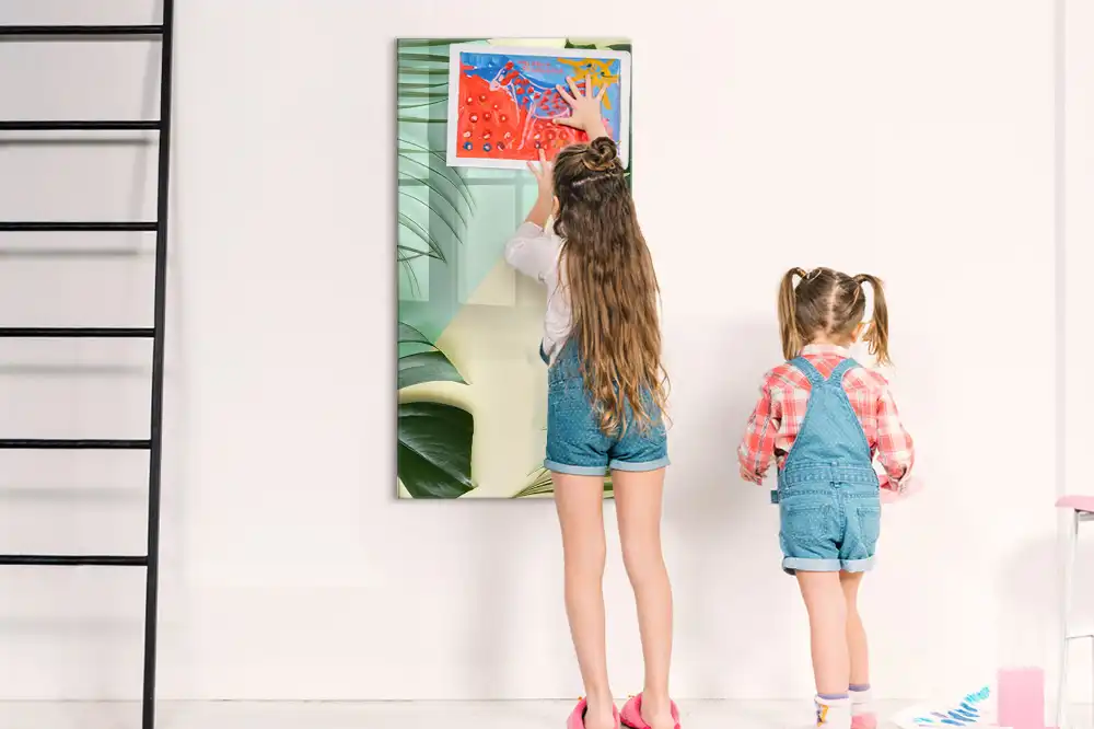 Tableau blanc magnétique effaçable à sec motif monstera tropicale