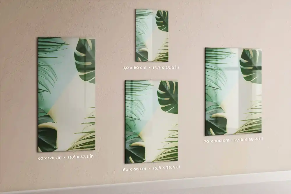 Tableau blanc magnétique effaçable à sec motif monstera tropicale
