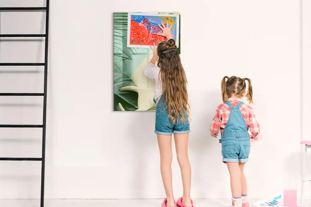 Tableau blanc magnétique effaçable à sec motif monstera tropicale