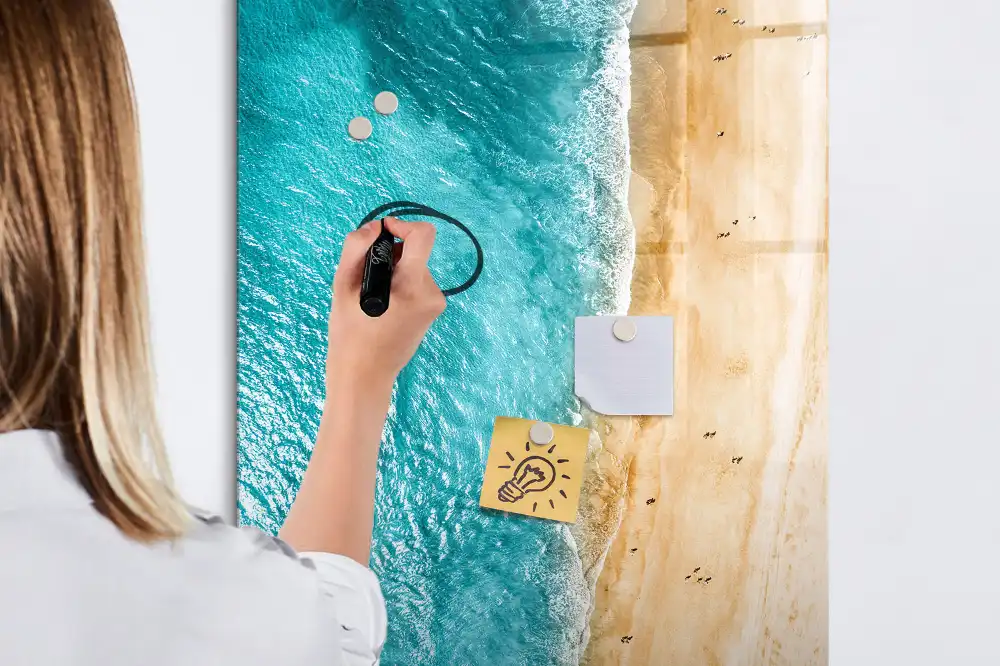 Tableau magnétique pour écriture motif plage au bord de la mer