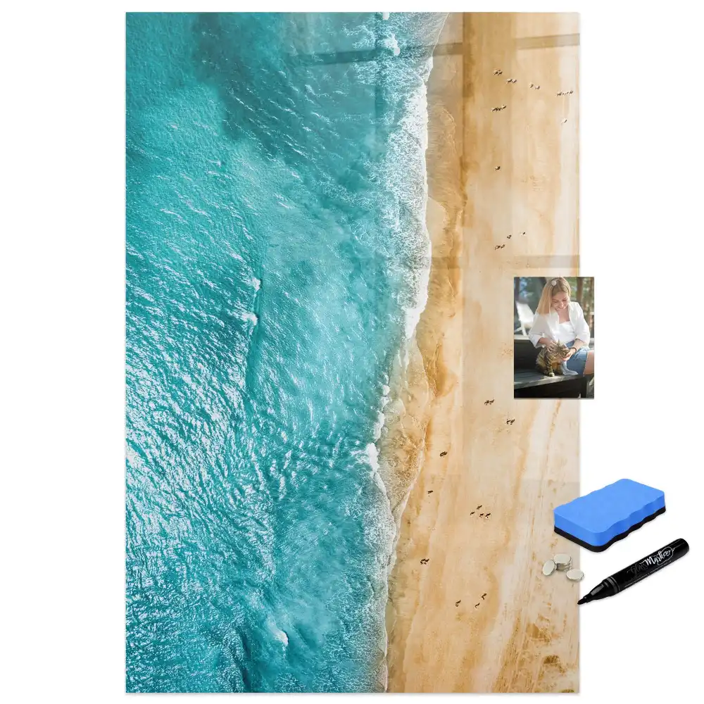 Tableau magnétique pour écriture motif plage au bord de la mer