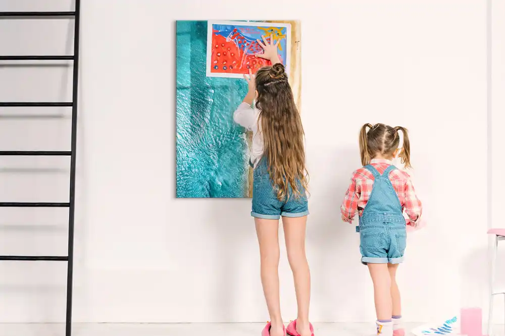 Tableau magnétique pour écriture motif plage au bord de la mer