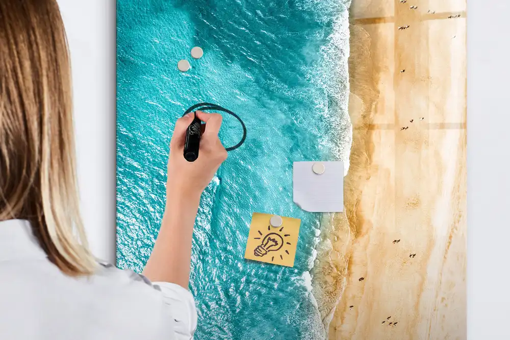 Tableau magnétique pour écriture motif plage au bord de la mer