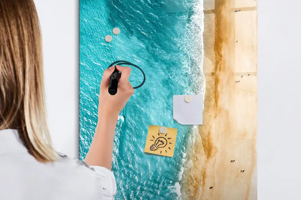 Tableau magnétique pour écriture motif plage au bord de la mer